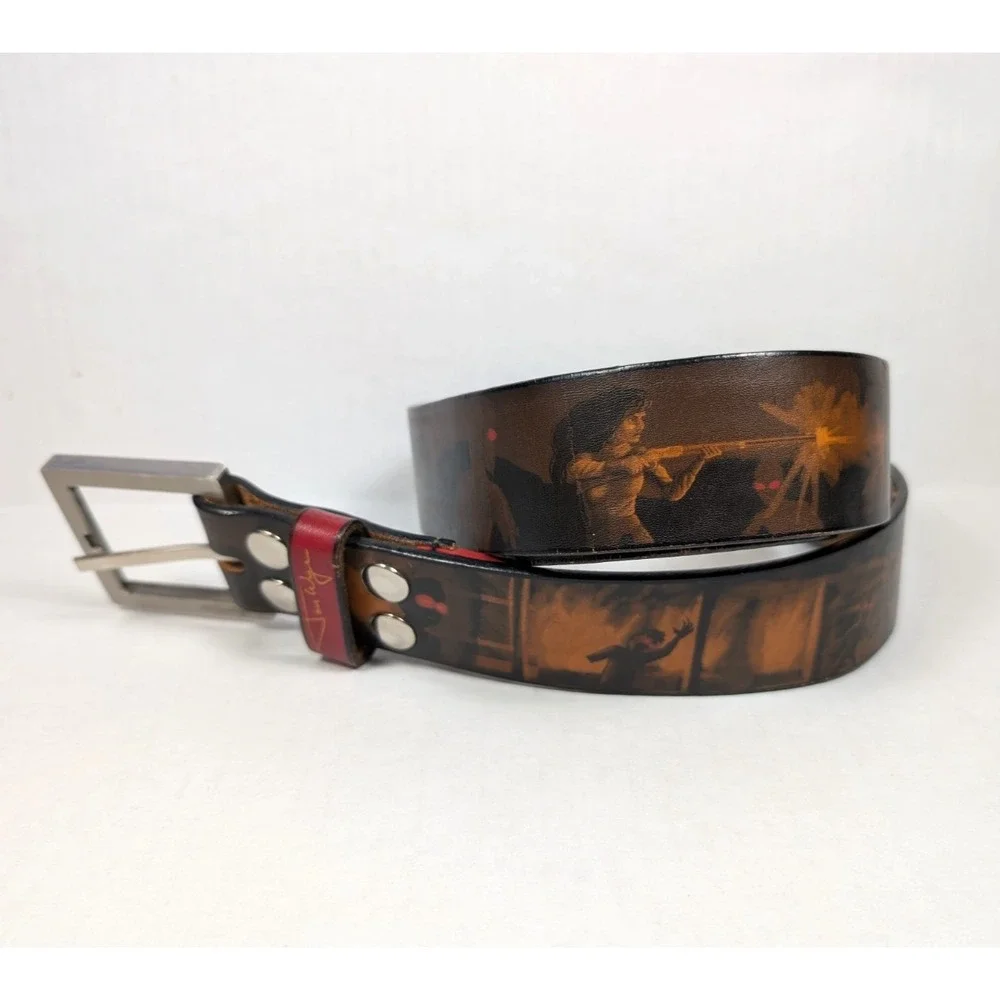 Jon Wye Belt Zombies in the Wild West Western Mens Size 38(?) Leather USA Made